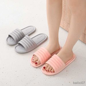 Pantoufles semelle souple maison pantoufles unisexe Couple salle de bain intérieure plancher rabattable chaussures plates déodorant femmes hommes sandales simples