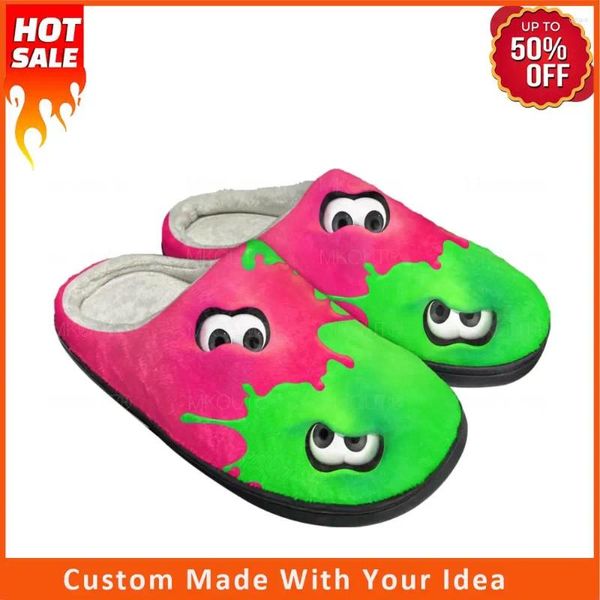 Slippers Splatoons Juego de algodón de algodón personalizado para hombres Sandalias de alta calidad de alta calidad Lavándha casual Capacal