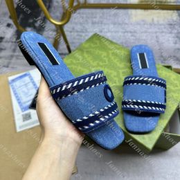Lettres de livraison gratuites broderie femme sandal denim denim bleu clair flipples entrelacer g gantants en caoutchouc de gelée