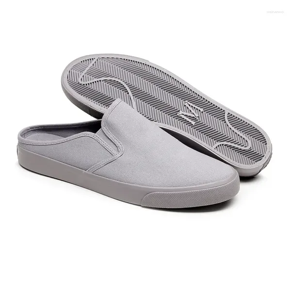 Zapatillas primavera verano verano half lienzo de lienzo para hombres plano jóvenes bajos jóvenes coreanos casuales zapatos de hombre