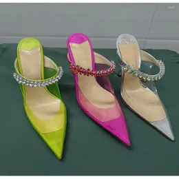 Slippers Star Style Crystal Clear Soft Pvc Women Pumps Fashion Mary Janes High Heels Femme Mules Spring Summer Prom Gides Chaussures