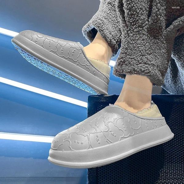 Slippers Style Litter Bear Men's Winter Plus Velvet Velvet Warm Anti-Slip Slipper for Men Trendy All-Match Home and Outdoor Shoes