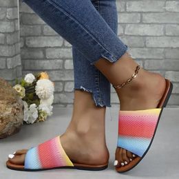 Pantoufles élégantes multicolores décontractées pour dames, chaussures simples confortables de Style basique avec bouche légère