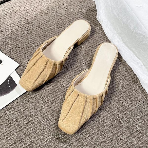 Slippers Suede Mules Chaussures femmes appartements extérieurs 2024 Fashion Spring Walking Flip Flops Sandals Sandals Comfort Slides Mujer