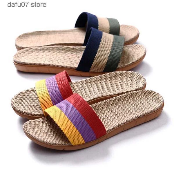 Zapatillas Suihyung Verano Lino Mujeres Hombres Casual Lino Diapositivas Multi-Estilo Antideslizante EVA Inicio Chanclas Zapatos Interiores Sandalias FemeninasH24229