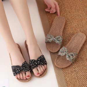 Zapatillas Suihyung Summer Floral Bow Slippers for Women New Girls Tobas de toboganes casuales Fláxa Interior Flip Flip Sandalias planas femeninas