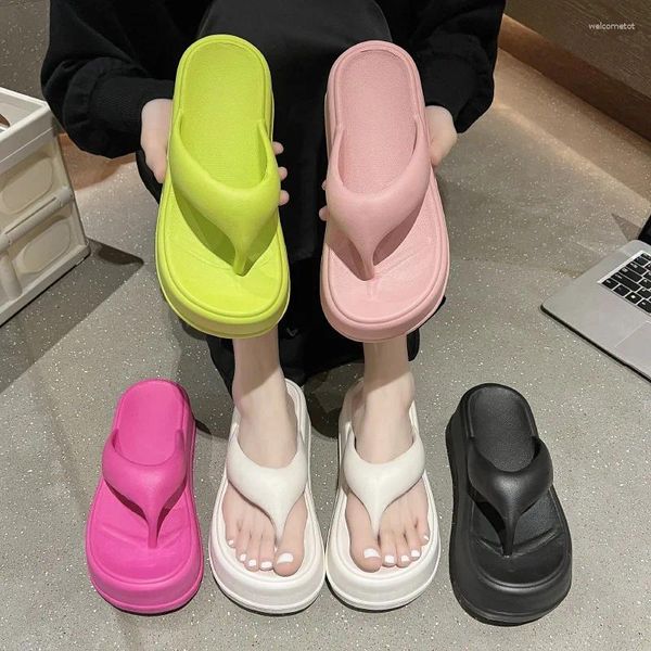 Zapatillas Verano Arco Flip Flops Mujeres Señoras Linda Suela Suave Eva Playa Moda Sandalias Casa Alto Grueso Zapatos Antideslizantes Diapositivas