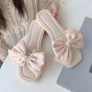 Slippers Zomer Strik Knoop Vrouw 2023 Mode Strand Antislip Platte Zool Sandalen Kantoor Dame Vrouwen Schoenen Comfortabel Voor Werk