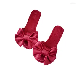 Slippers Summer Bridesmaid Red Big Bow Femmes intérieures