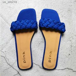 Slippers Summer Flat With Twist Fashion Comfort Fitch à l'extérieur Chaussures de plage pour femmes Sandales Sandales plus taille 37-42 H240416 2A8D