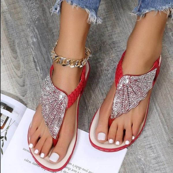 Slippers Summer pour femmes tongs tongs Sandales de coin paillettes paillettes Chaussures de plate-forme féminine non glissée plus glissée plus taille 43