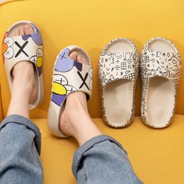 Slippers Zomerhuis Vrouwen Mannen Dikke Slides Mode Graffiti Koppels Platform Schoenen Indoor Outdoor Designer Sandalen 230510