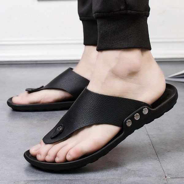 Zapatillas de verano para hombre, chanclas para hombre, para exteriores, informales, transpirables, tendencia de playa, antideslizantes, planas, EVA, Sandalias con punta de Clip, zapatos para hombre