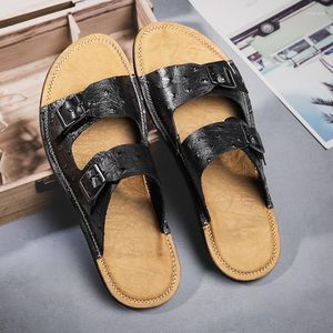 Slippers Zomer Heren Echt Leer Strand Sandalen Voor Mannen Leisure Outdoor Schoenen Mannelijke Mode Cool Slippers Mannen Slides