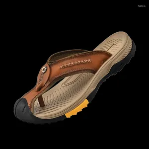 Slippels Zomerheren Echt lederen Outdoor Flop Flops Non-Slip Men Big Size 38-46 Casual Chanclas Hombre wandelschoenen