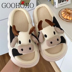 Slippels zomer buiten cartoon koe sandalen unisex schoenen strand niet slip glijbanen slippers slippers vrouwelijke zachte zool mannen