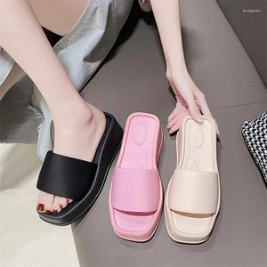 Slippers Zomer Platform Schoenen Voor Vrouwen Grote Maat Wiggen Sandalen Mode Verhoogde Vrouw Vierkante Kop Casual Slides