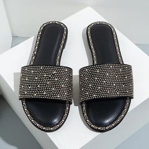 Slippers Summer Shoes for Women 2024 Slip on Plat Sandales décontractées Bling Strap Open Sandalias de Mujer Verano