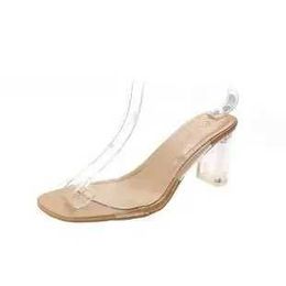 Zapatillas de verano transparentes tacones altos para mujer sandalias de tacón cuadrado bomba boda gelatina Buty Damskie zapatos deslizantes H240328WZ9S
