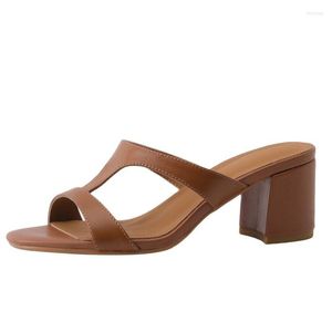 Pantoufles été femmes Peep Toe tête ouverte tique talon chaussures pour dames talons décontractés cuir de vache or mode filles