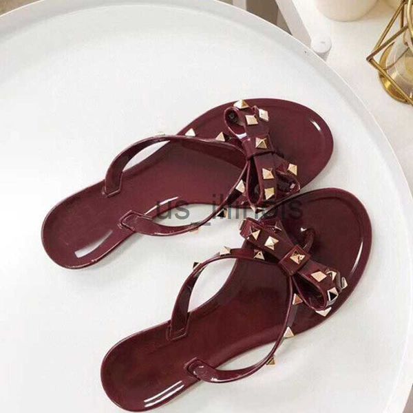 Zapatillas de verano para mujer Chanclas de playa Zapatos de calidad clásica dded Ladies Cool Bow Knot Zapatilla plana Sandalias de gelatina para mujer Zapatos J230615