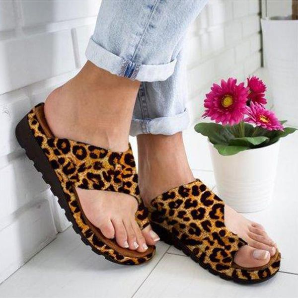 Zapatillas de verano para mujer, informales, de suela plana, suaves, con punta grande, sandalias para pies, plataforma cómoda, Corrector ortopédico de juanetes, zapatillas de talla grande