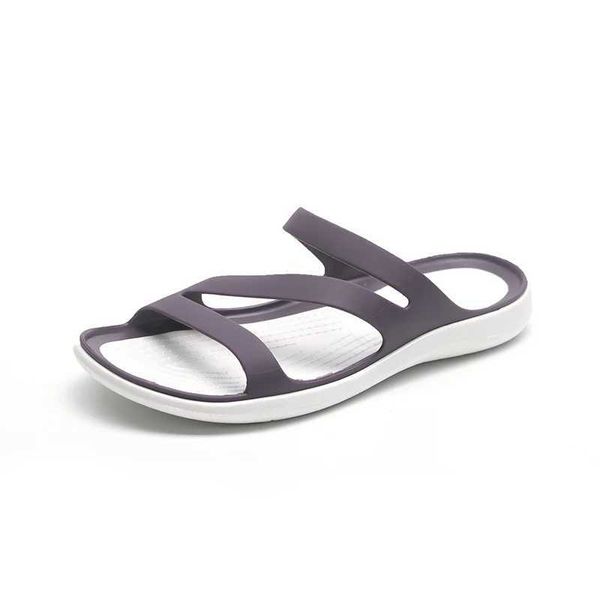 Zapatillas de verano para mujer planas con zapatos huecos para mujer PVC plástico playa exterior Sandalias jer Verano 2023Leisure Jelly Slides H2403281N9B