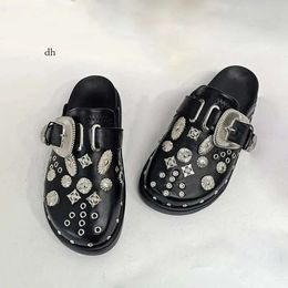 Slippers Summer Women Platform Rivets Punk Rock Leather Mules Creative Metal Riches Casual Party Shoes Female Feme Outdoor Slides 221017 07