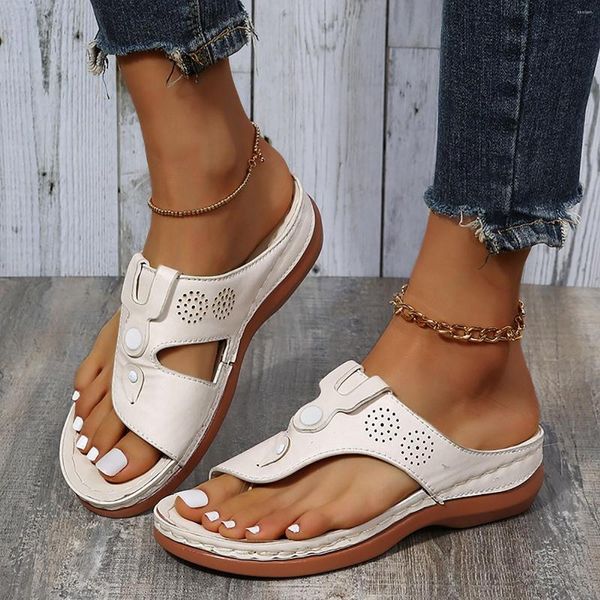 Zapatillas de verano para mujer, suela de goma, zapatos cómodos romanos, cuñas, sandalias bohemias, chanclas de plataforma antideslizantes para mujer