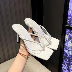 Slippers Summer Women's Pumps Sandals PVC Toe ouvert High Heels Femme Chaussures Transparent Perspex Slides Talon Clear