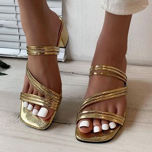 Pantoufles été femmes sandales chaussures jardin or brillant sandale vacances plage antidérapant fond souple décontracté côtés pour femme