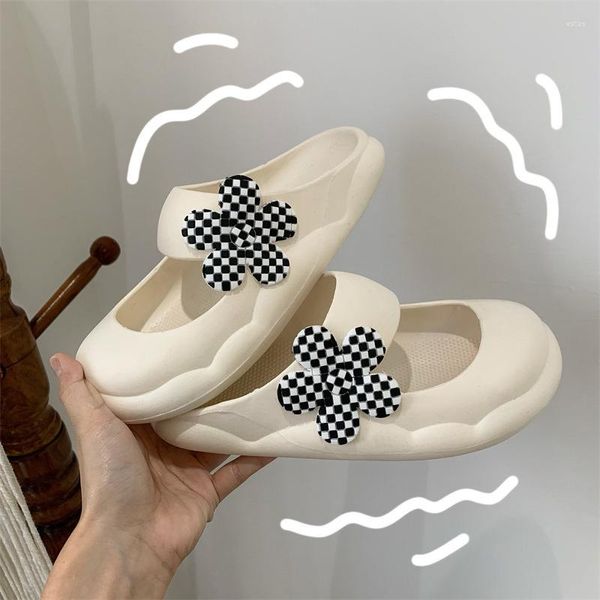 Zapatillas de verano para mujer diapositivas al aire libre interior eva suave chanclas masculinas gruesas lindas flores se en zapatos de playa antideslizantes