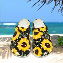 Slippers Sunflower imprimement dames sandales de mode unisexe Hawaiian plage non glissée à la maison en plein air zapatos décontracté respirant