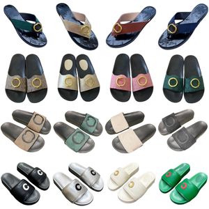 Slippers top leren slippers metalen letter designer schoenen luxe mode strandschoenen nieuwe klassieke sandalen platte hak dia's zomer buitenschoenen bedrukte zool