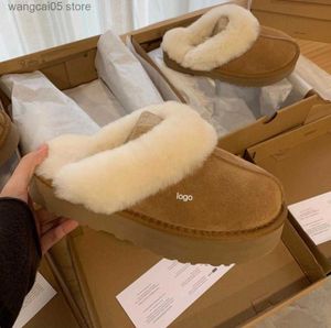 Slippers Topkwaliteit man vrouwen verhogen sneeuw Zachte comfortabele schapenvacht Warm houden slippers Meisje Mooi cadeau gratis overslag hot uggitys T230711