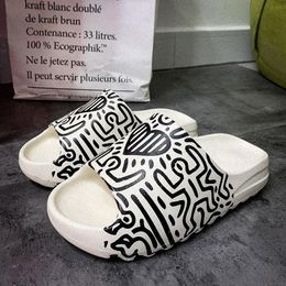 Zapatillas Topvivi Slides para hombres sandalias de diseñador 2023 moda mujer Graffiti verano comodidad al aire libre tendencia playa zapatos