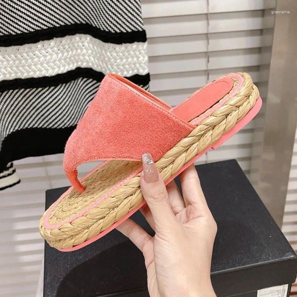 Zapatillas Toalla Paño Chanclas de verano Slip On Rope Zapatos de plataforma para mujeres prendas de vestir mulas diseñador dulce diapositivas femeninas