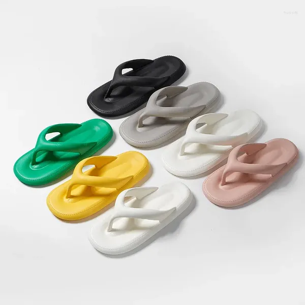 Zapatillas Tipo De Flip Flop Verano De Los Hombres Antideslizante Suela Gruesa Sandalias De Tendencia De Pareja De Gama Alta