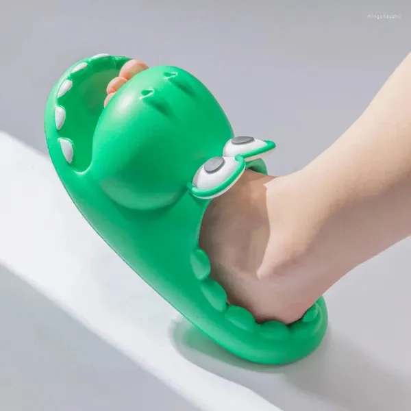Pantoufles unisexe nouveauté créative Crocodile femmes doux bout ouvert sandales d'été diapositives Couple maison chaussures à plate-forme antidérapante