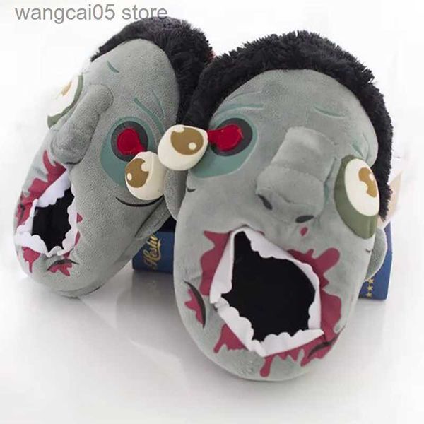 Pantoufles Unisexe Zombie Pantoufles Hiver Chaud Intérieur Diapositives Pour Femmes et Hommes Walking Dead 3D Maison Chambre Chaussures Halloween Cosplay pantufa T230712