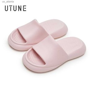 Zapatillas Utune Masaje Mujeres Mude Air Cushion espesando el baño de baño interior zapatos Eva Slides suaves Sandalias de verano al aire libre H240416 6T30