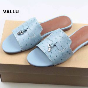 Slippers Vallu High Quality 2022 Été Nouveaux produits en cuir fond plat autriche Modèle Madienes Exquise confortable Pantres