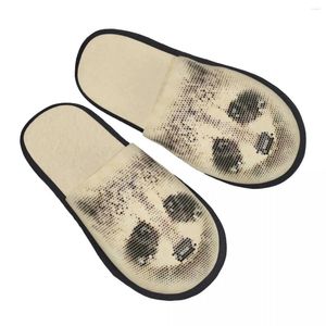 Slippers Vintage Geometrische Wasbeer Indoor Harige Slipper Winter Home Schoenen Huis Plat Gesloten Teen Slides Slippers