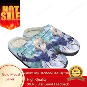 Pantoufles Violet Evergarden Home Cotton Mens Womens Bandroom Casual Casual Keep Warm Chores Anime Custom Thermal Indoor Slipper