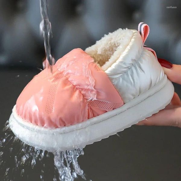 Zapatillas calientes peluches gruesos suelos sin deslizamiento para mujeres embarazadas zapatillas para el hogar pan de invierno niños niños pequeños infantiles niñas infantiles