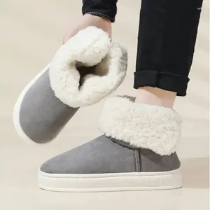 Pantoufles bottes de neige chaudes simples et confortables pour hommes, chaussures d'hiver en velours, à enfiler à la cheville, antidérapantes, résistantes à l'usure, en coton