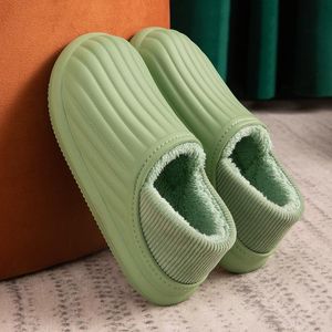 Pantoufles imperméables antidérapantes pour la maison et l'hiver, chaussures chaudes d'intérieur en coton pour dames, chaussures de couple en mousse à mémoire de forme douce