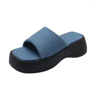 Slippers Wedge Sandalen Woman Platform Peep Toe vrouwen Casual Blue White Outdoor Retro Ladies Shoes Sale Sandalias de PlataForma