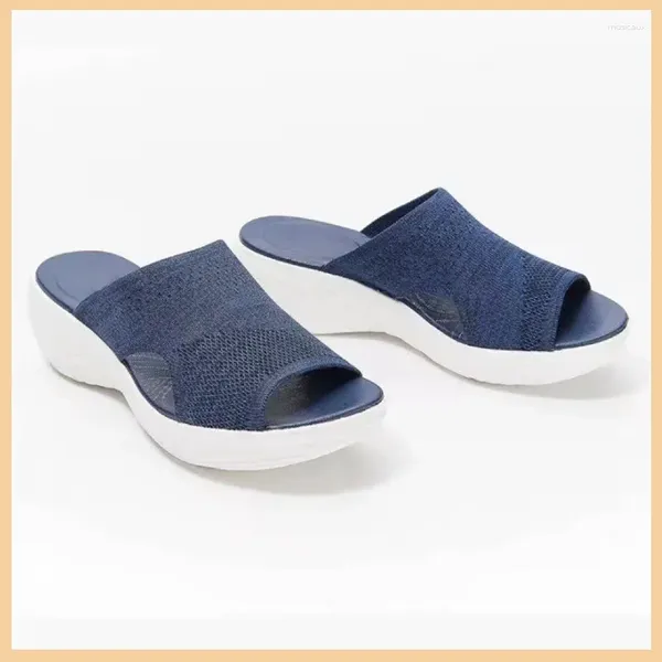 Zapatillas Cuñas Mujer Zapatos de verano Plataforma de malla Diseñador de lujo Diapositivas Playa al aire libre Damas