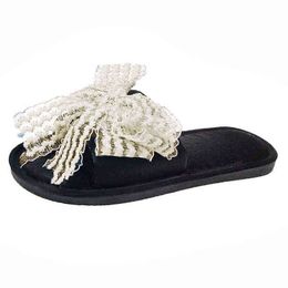 Slippers WHNB Nieuwe vrouwen schoenen boog zacht voedsel comfort indoor katoen open teen pluche 220304